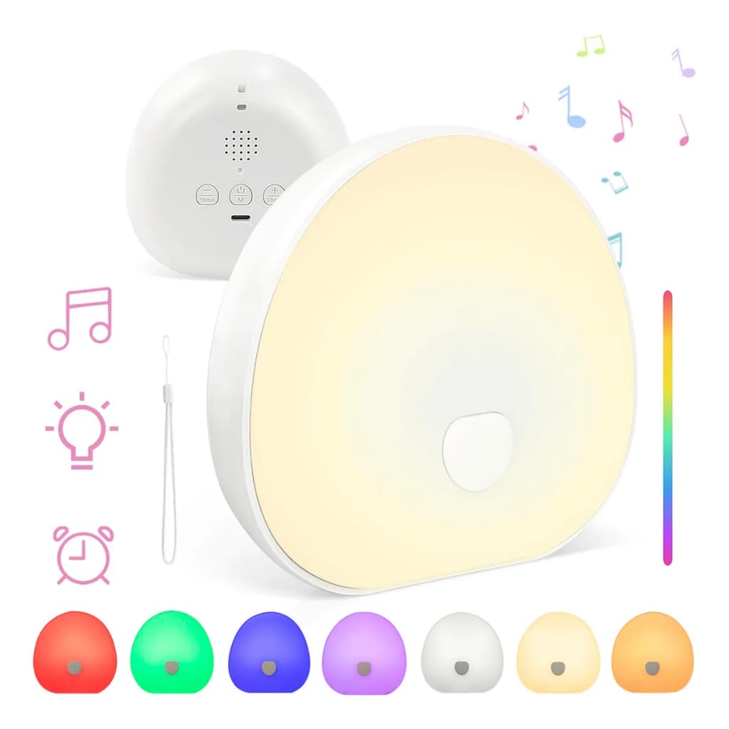Brilho De Ruído Branco Com Luz Noturna 10sons 7cor Ajustável Colorido 110220 V