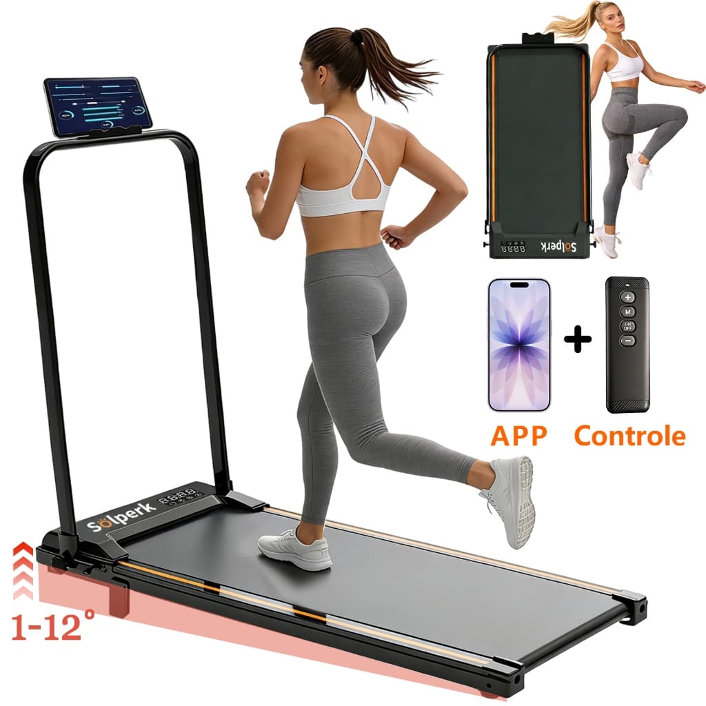 Esteira Ergométrica Elétrica 2.0HP Silenciosa Dobrável com Bluetooth 12km/h, Capacidade 120kg Uso Residencial (127V)