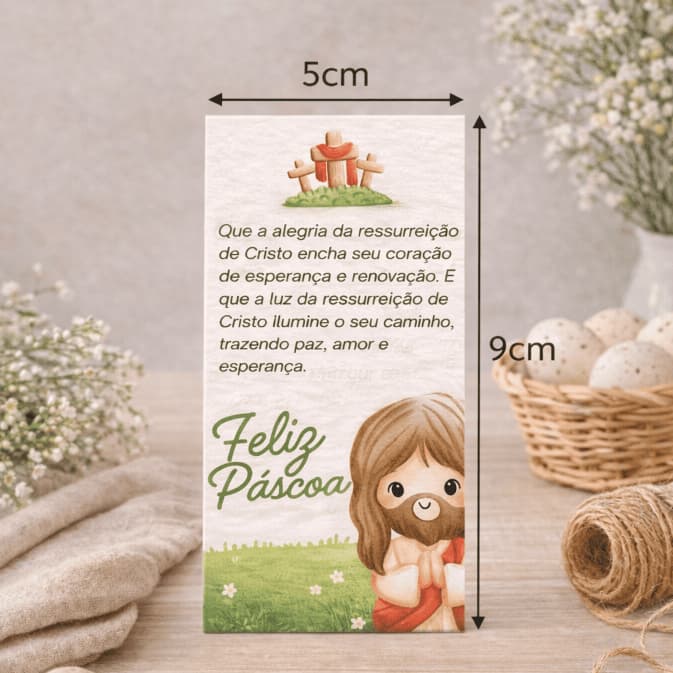 50 / 100 / 150 Un. Cartão de Páscoa 5x9 cm com Mensagem