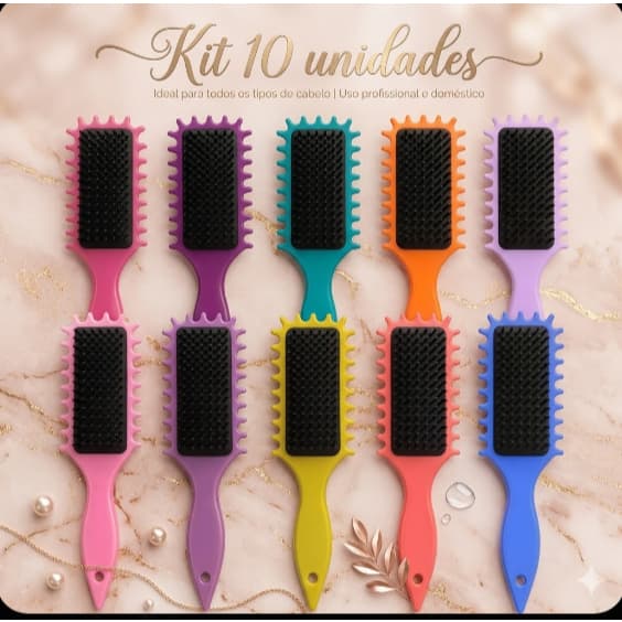 DJ9P Kit 10 Escovas de Fitagem Sortidas – Modelagem Perfeita e Definição dos Cachos