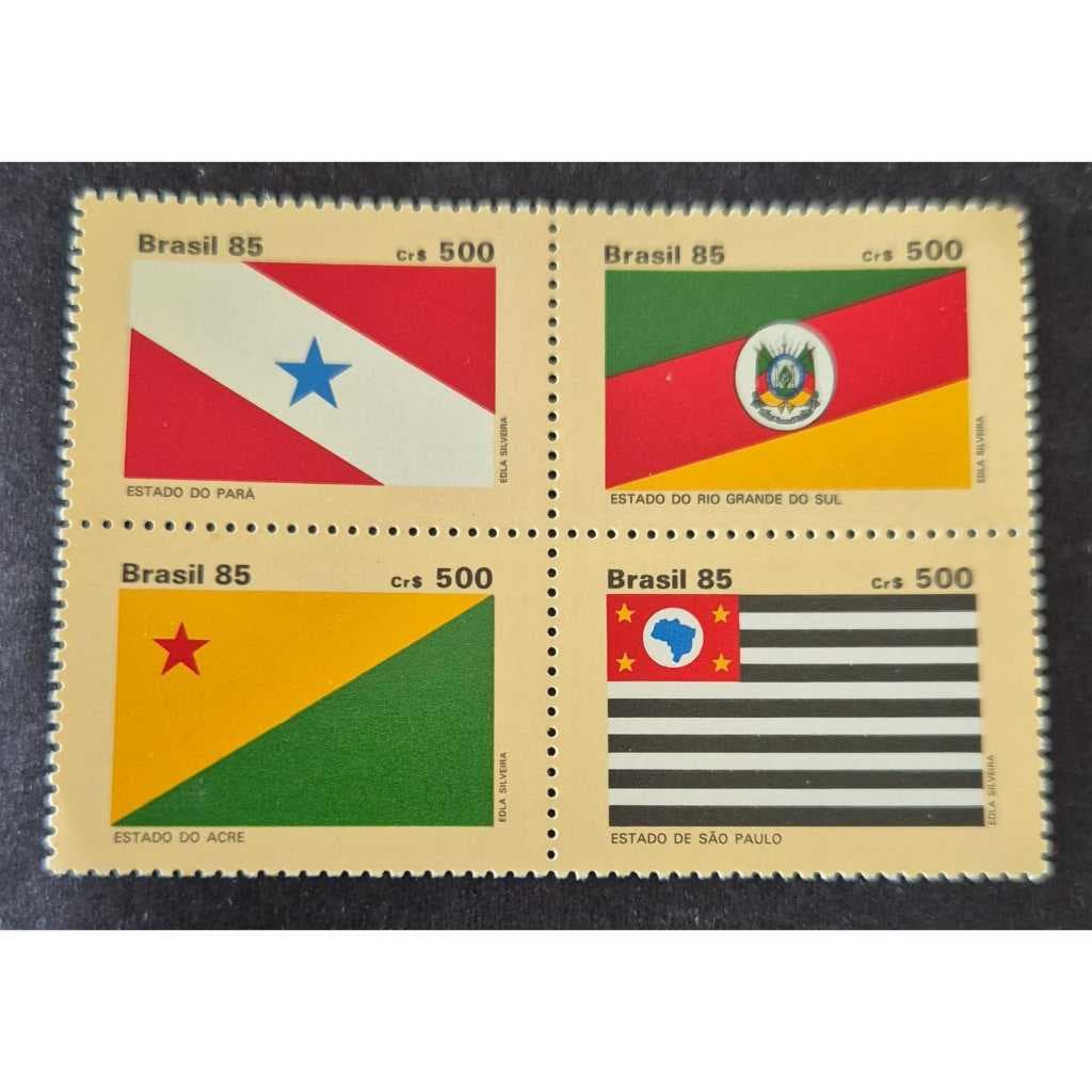 Selos dos correios - quadra bandeiras dos estados do Brasil 1985 - selos mint - C1497 a C1500