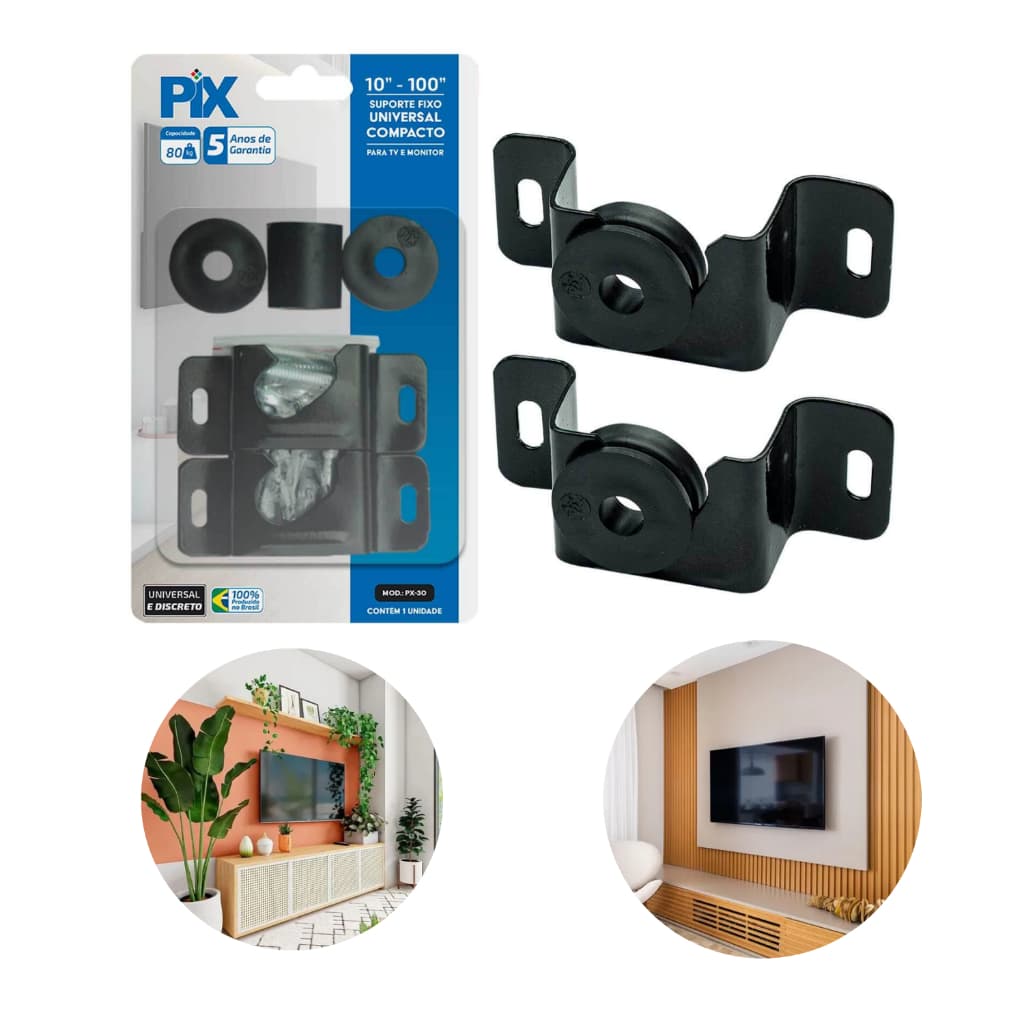 Suporte Universal Fixo Smart TV LED LCD 4K Parede E Painel 10 a 100 Polegadas Unidade/Kit