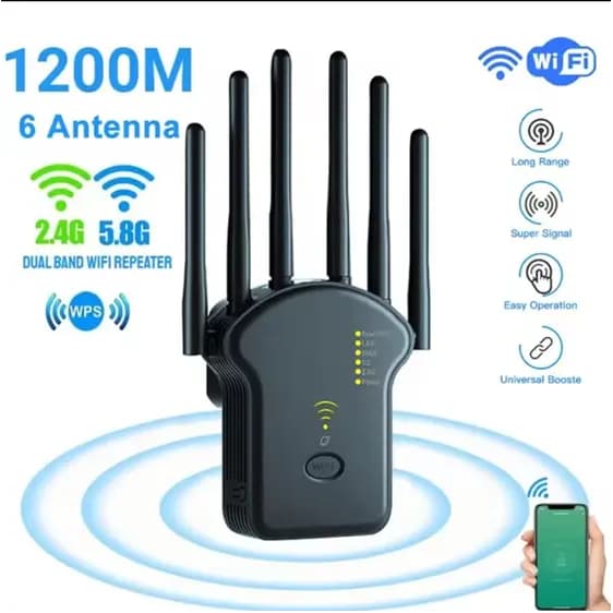 Repetidor Wifi 1200m 6 Antenas Roteador Amplificador De Sinal Modem 300MBPS
