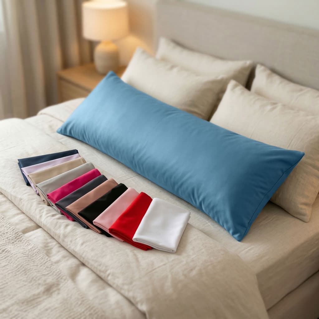 Capa de Travesseiro de Corpo Com Zíper, Algodão Micro Percal 400 Fios, Não Desbota Tamanho 1,40x0,45