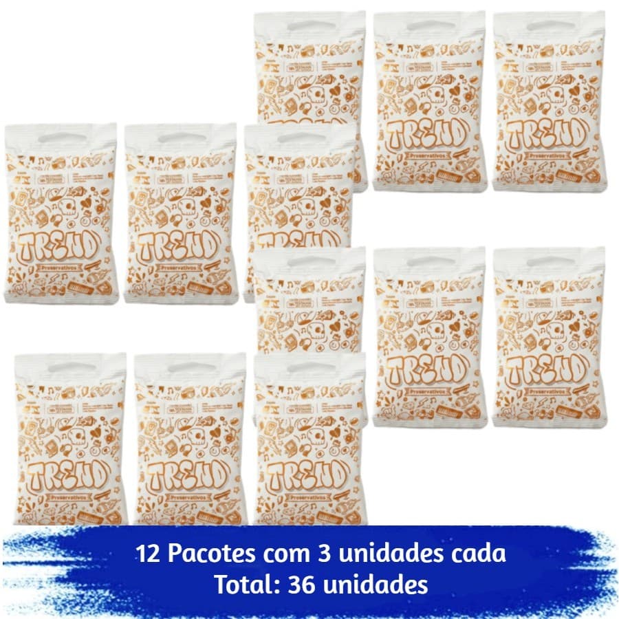 Preservativo Trend Lubrificado Com 36 Unidades 12x3