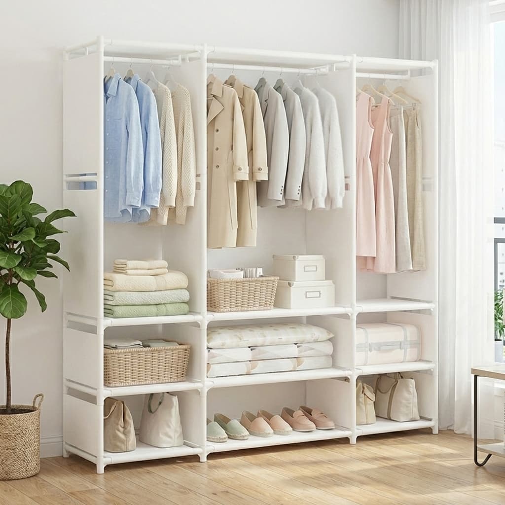 Armário Modular Closet Aberto com Prateleiras Arara Cabideiro Roupa