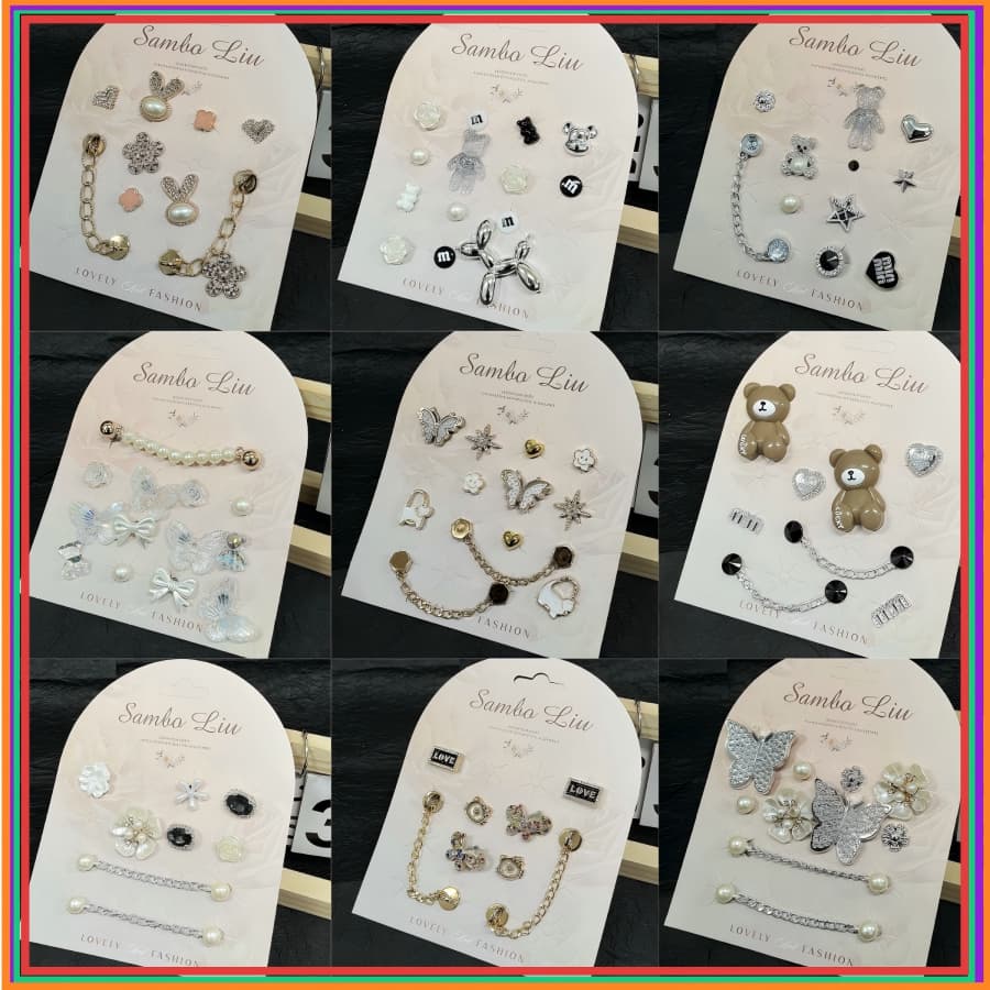 Kit 12pcs Charms para Sandálias Adulto e Feminino -urso fofo/cachorro/ Brilha Brilha Estrelinha