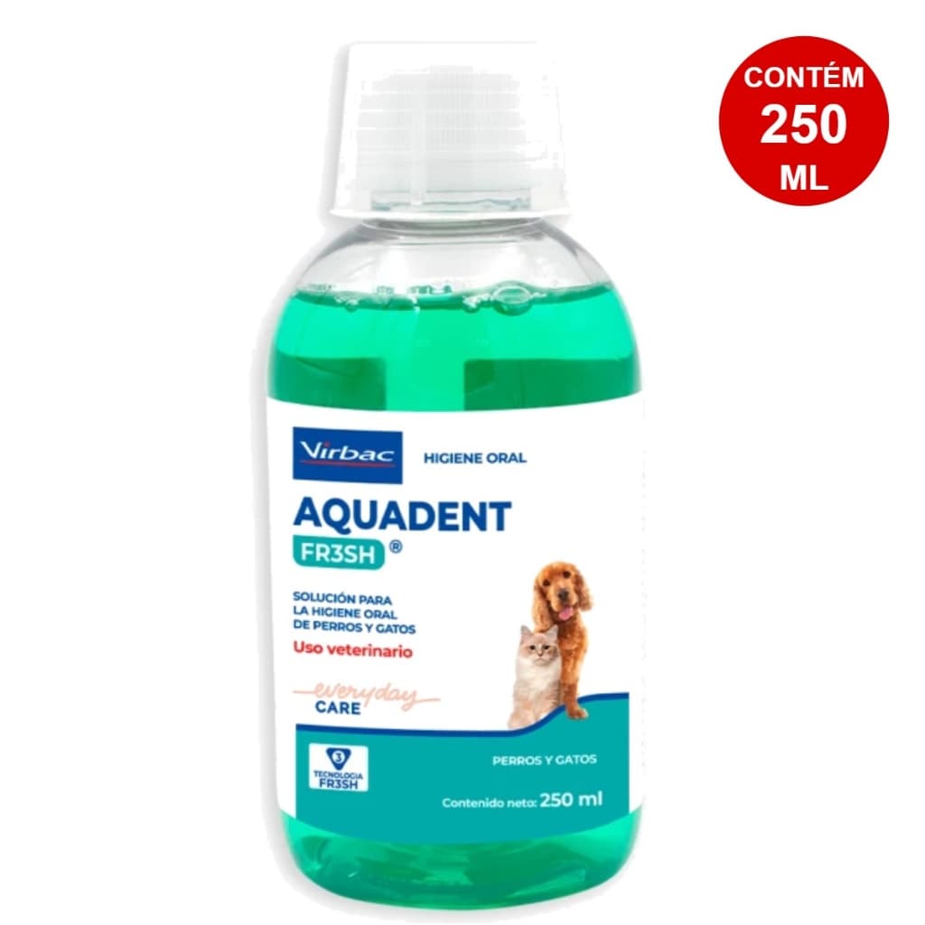 Virbac Aquadent Solução Oral Saúde Bucal 250ml Sabor Mentol