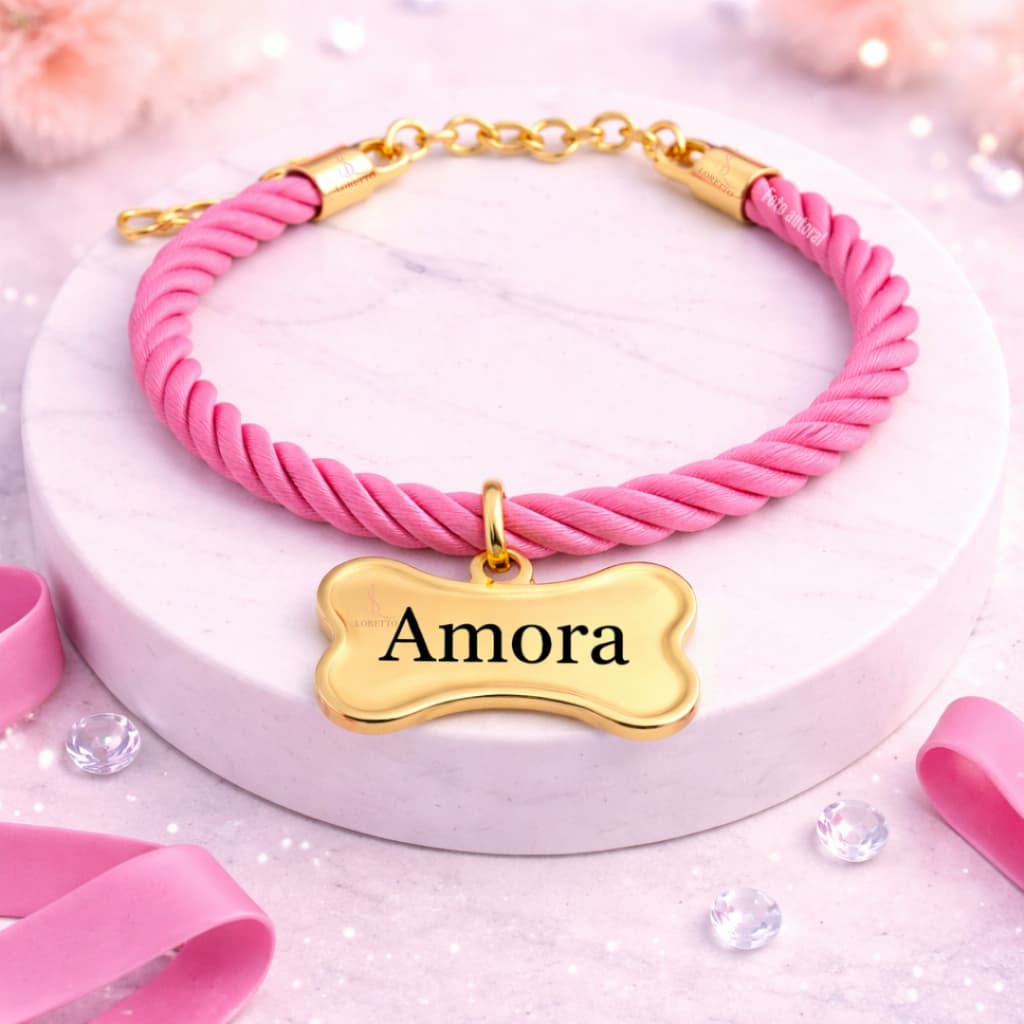 Coleira Osso Gravação Nome e Numero a Laser Várias Cores B4