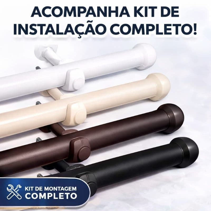 Kit Varão Cortina Madeira 19mm – Escolha 1,5m ou 2m | Pronto para Instalar