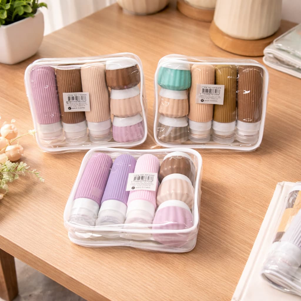 Kit Frascos Potes Viagem De Silicone 8308