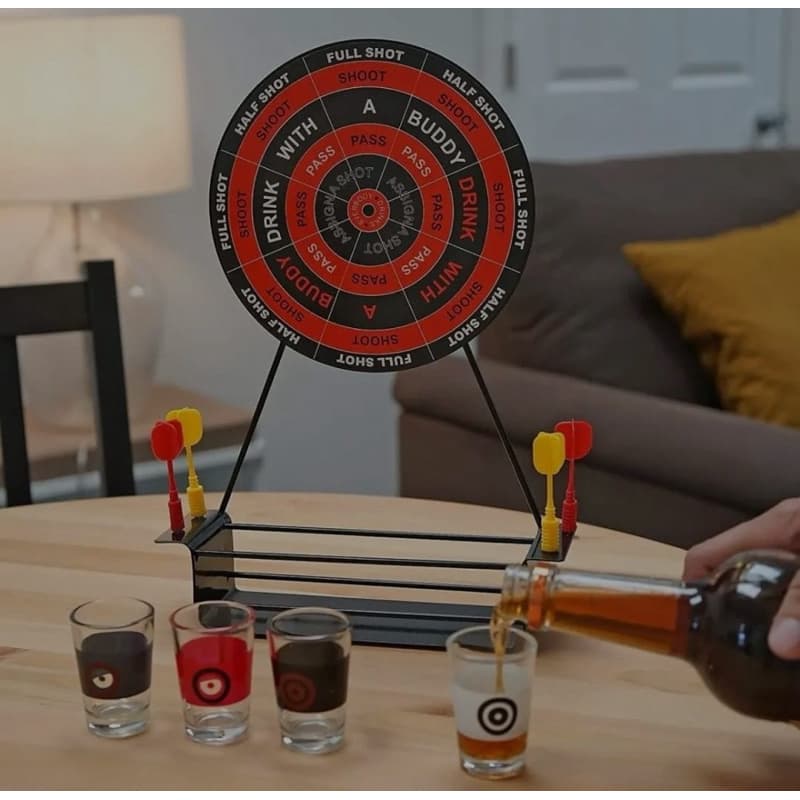 Mini Jogo de Dardos com Copos Shot Magnético até 4 Jogadores Portátil