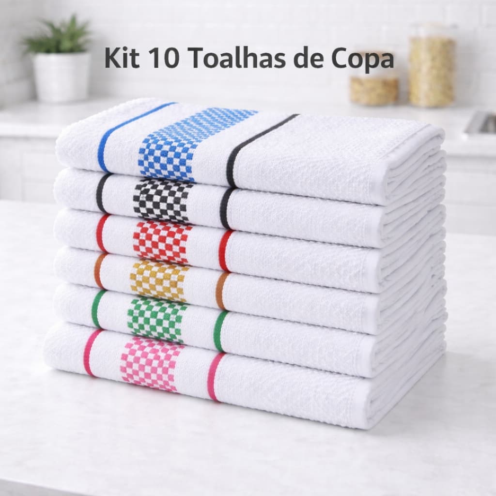 Kit 10 Panos de Prato Jacquard 45x70 Atoalhado – Toalha de Copa