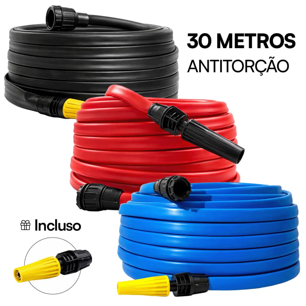 Mangueira 30 Metros Antitorção Resistente e Reforçada Azul para Jardim