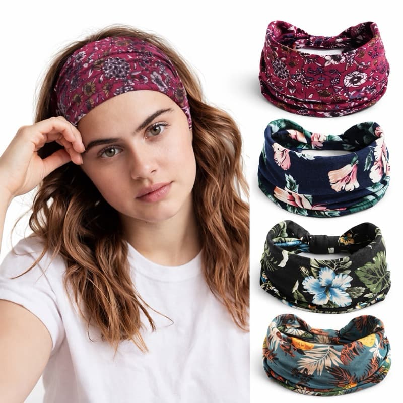 Bandana Faixa De Cabelo Larga Feminina Estilo Boemio Para Esportes Yoga Tiara Elegante