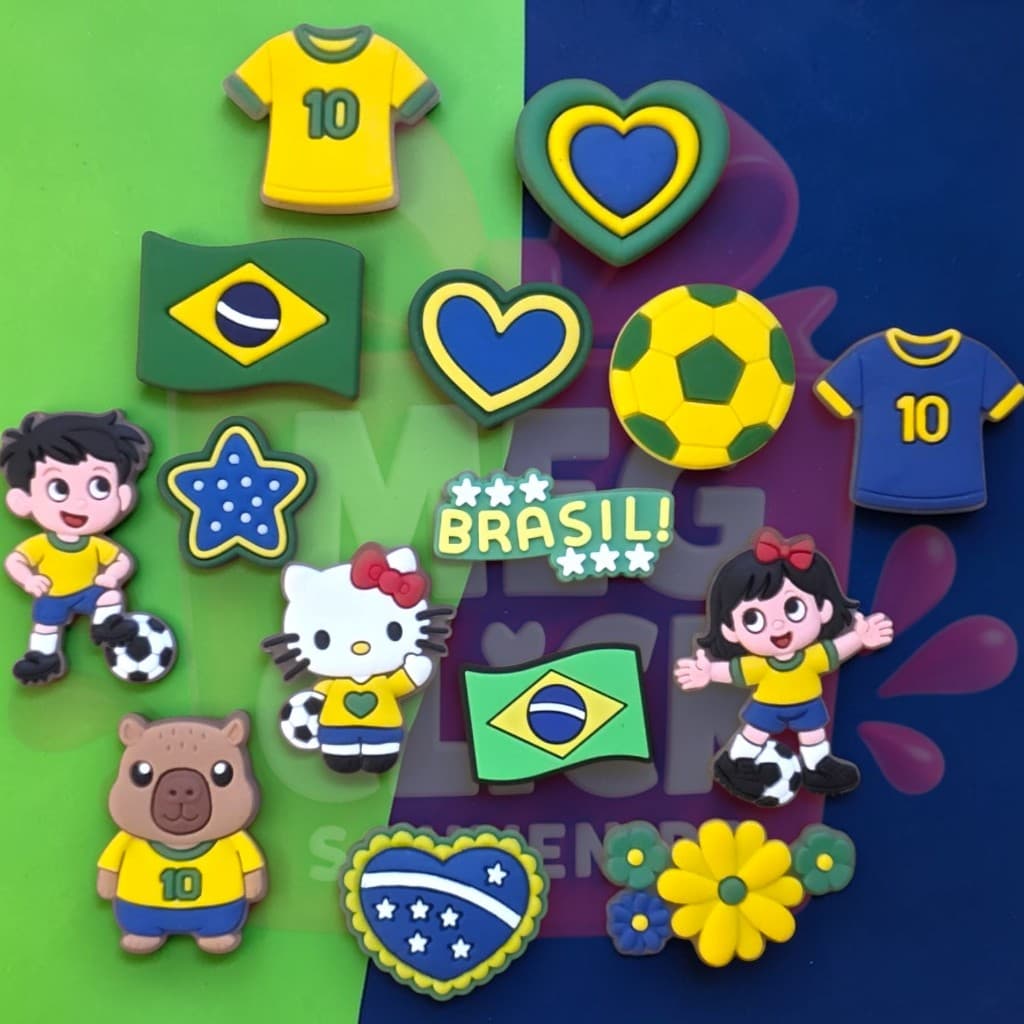 Kit 10 Apliques Copa Brasil | Apliques Sortidos para Artesanato, Laços e Decoração