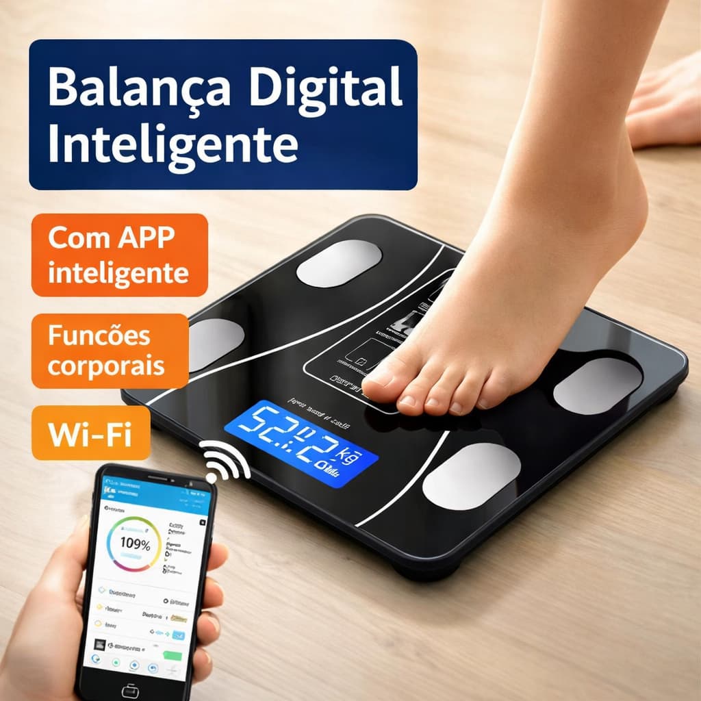 Balança Digital Bioimpedância Bluetooth 140kg -  Gordura Corporal IMC Massa Muscular Fitness