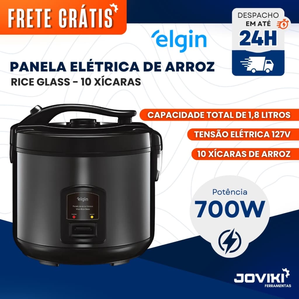 Panela de Arroz Preta Elgin 1,8 Litros 127V 10 Xícaras