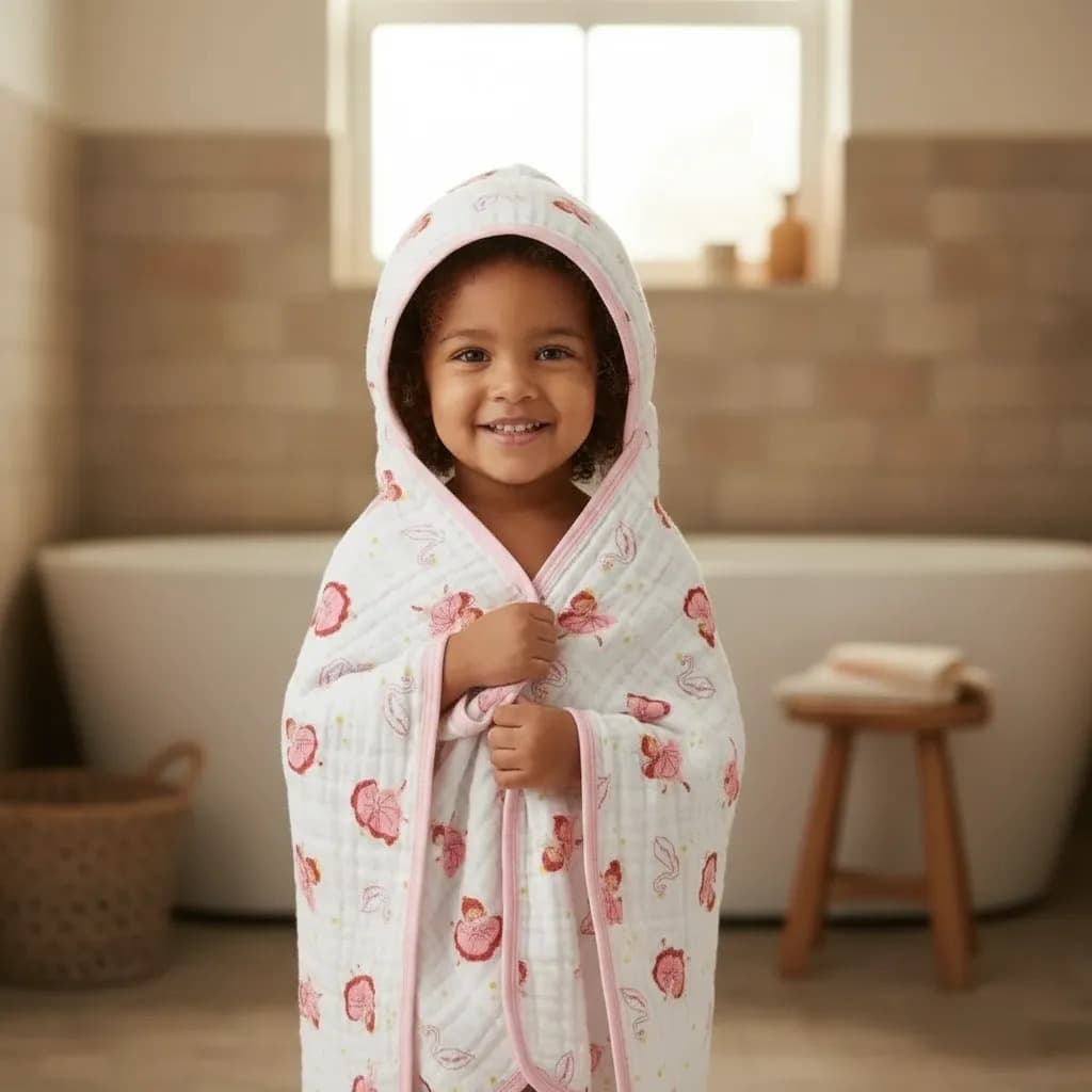 Toalha de Banho Infantil de fralda com capuz grande 100% Algodão bebe