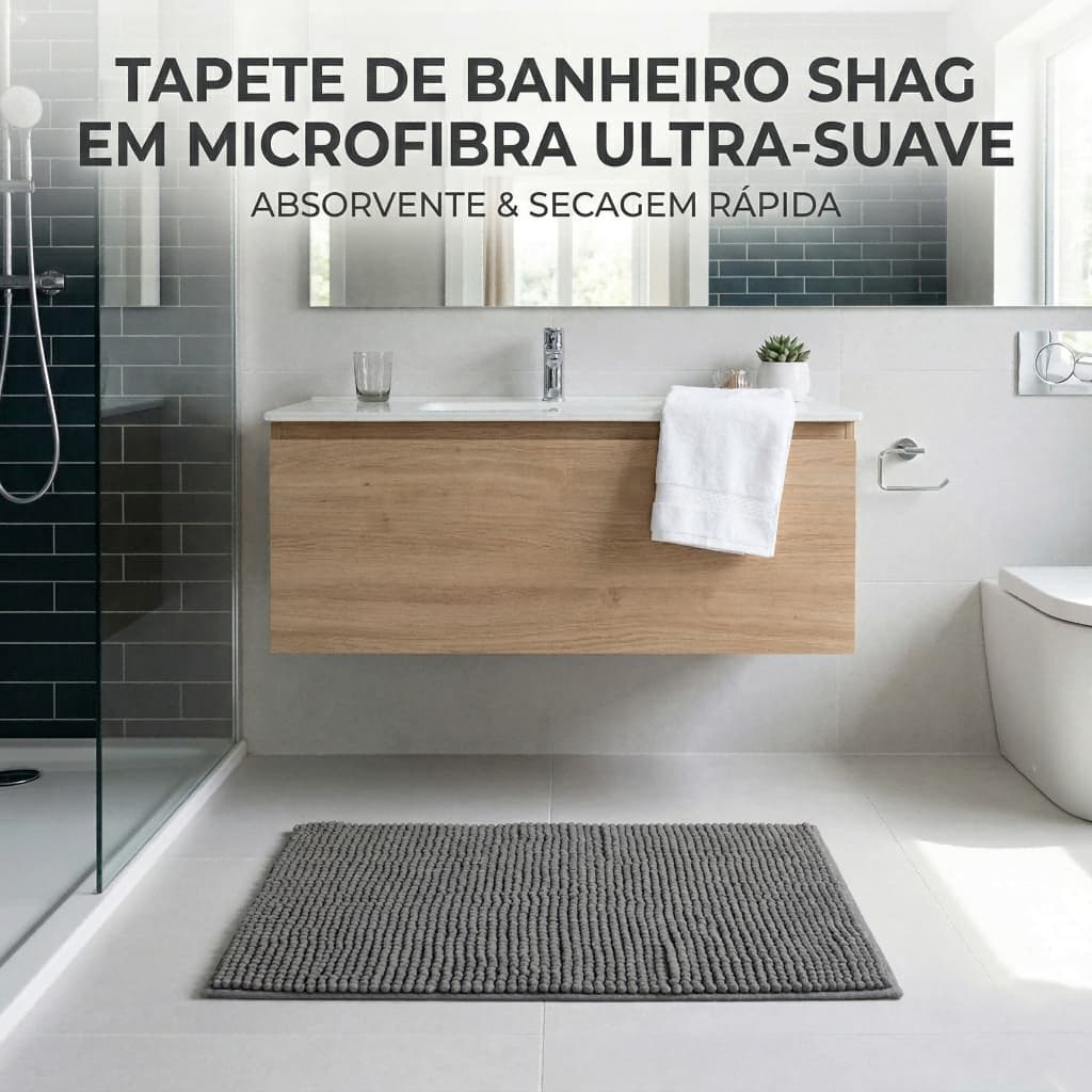 Kit com 2 Tapete de Banheiro Bolinha Pipoca Microfibra Premium Antiderrapante Ultra Absorvente