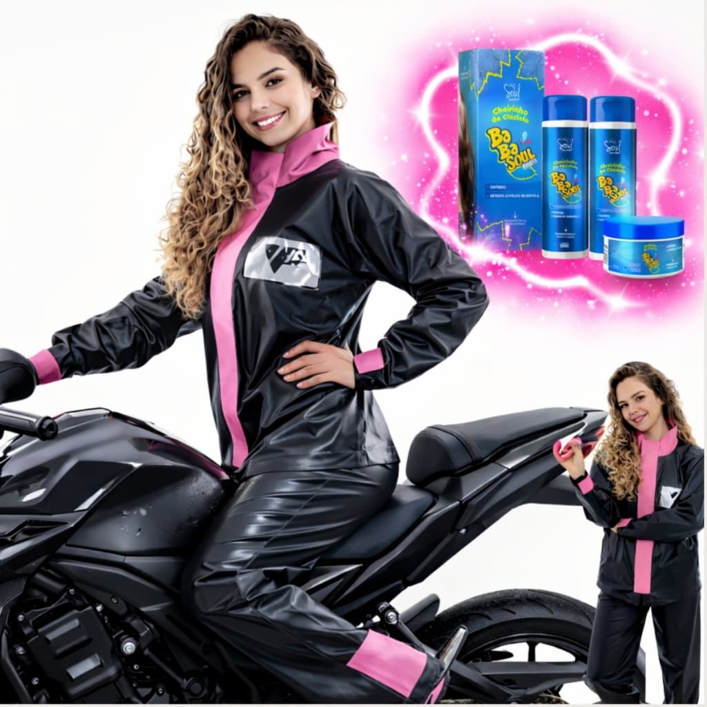 Conjunto Roupa de Chuva Feminina Moto Motoqueira Impermeável Reforçada Pantaneiro
