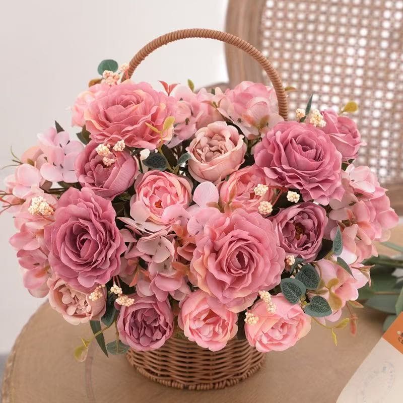 Peônia Seda Flores Artificiais Falso Buquê De Casamento Decoração Do Partido Flores Do Dia Dos Namorados--6051