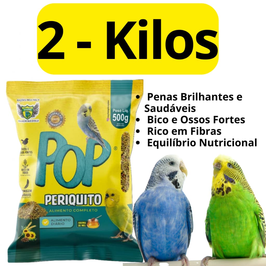 2 kilos Mistura para periquito 500g Pica Pau Pop ração Painço girassol aroma idêntico ao natural mel