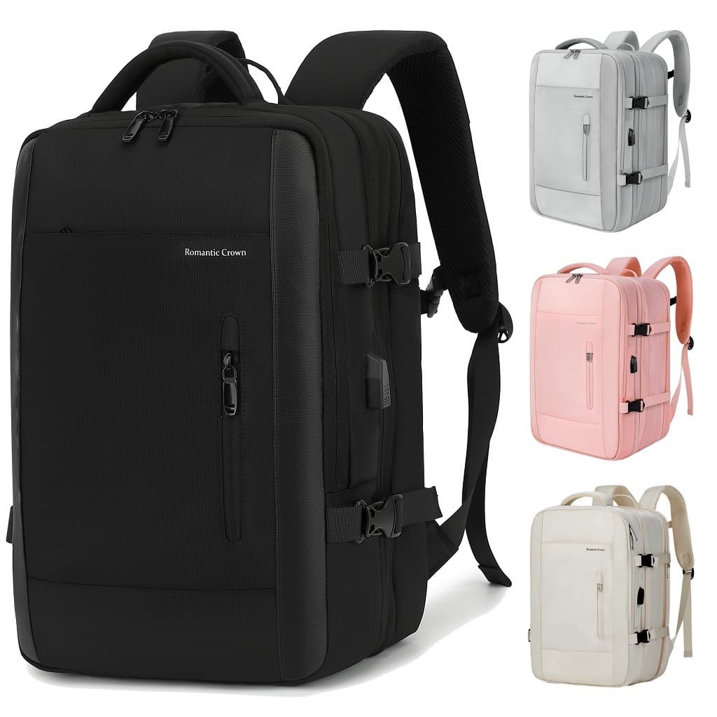 ROMANTIC CROWN Mochila de Viagem Executiva Expansível 45L Reforçada para Notebook Masculina e Feminina