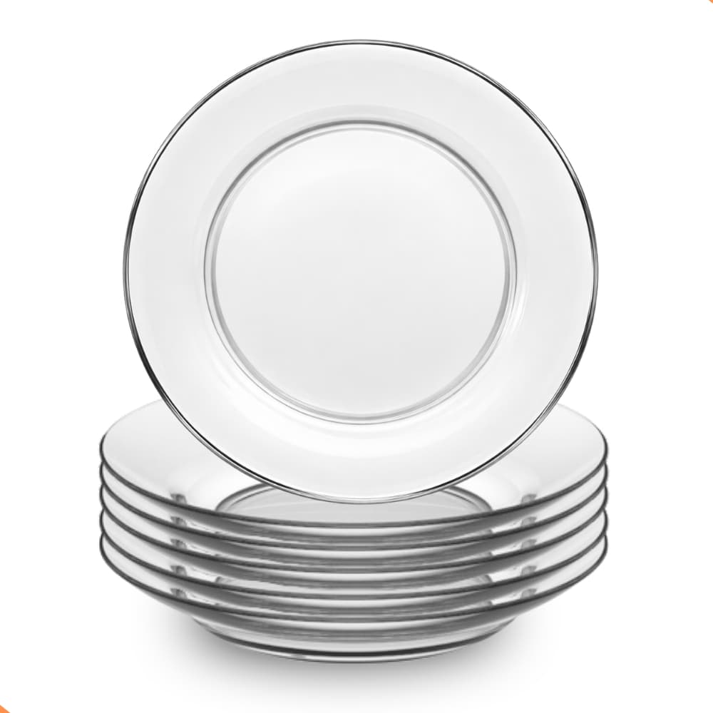 Kit com 6 Pratos Fundos de Vidro 22cm – Design Liso, Moderno e Sofisticado – Resistente