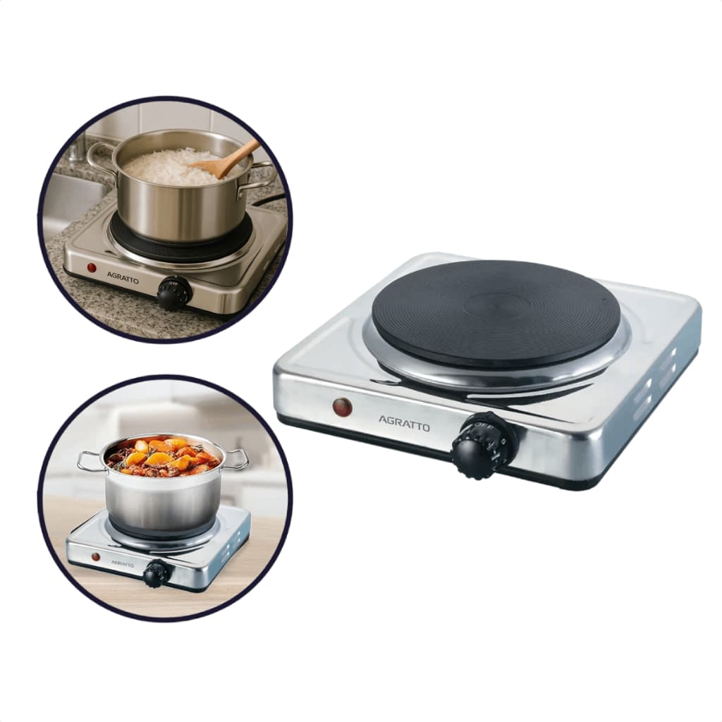 Fogão Elétrico de Mesa 1 Prato Inox 127V 1500W Aço Inoxidavél