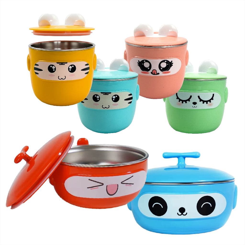 Caneca Tigela Inox Térmica Portátil Aprendizado Infantil Introdução Alimentar Antivazamento