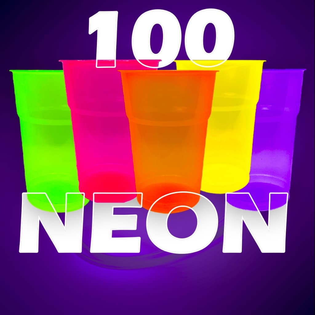 100 Unidades de Copo Neon Brilha na Luz UltraVioleta 300ml Festa