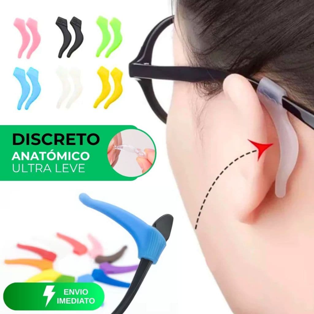 Kit Suporte Trava Armação de Óculos Antiderrapante em Silicone