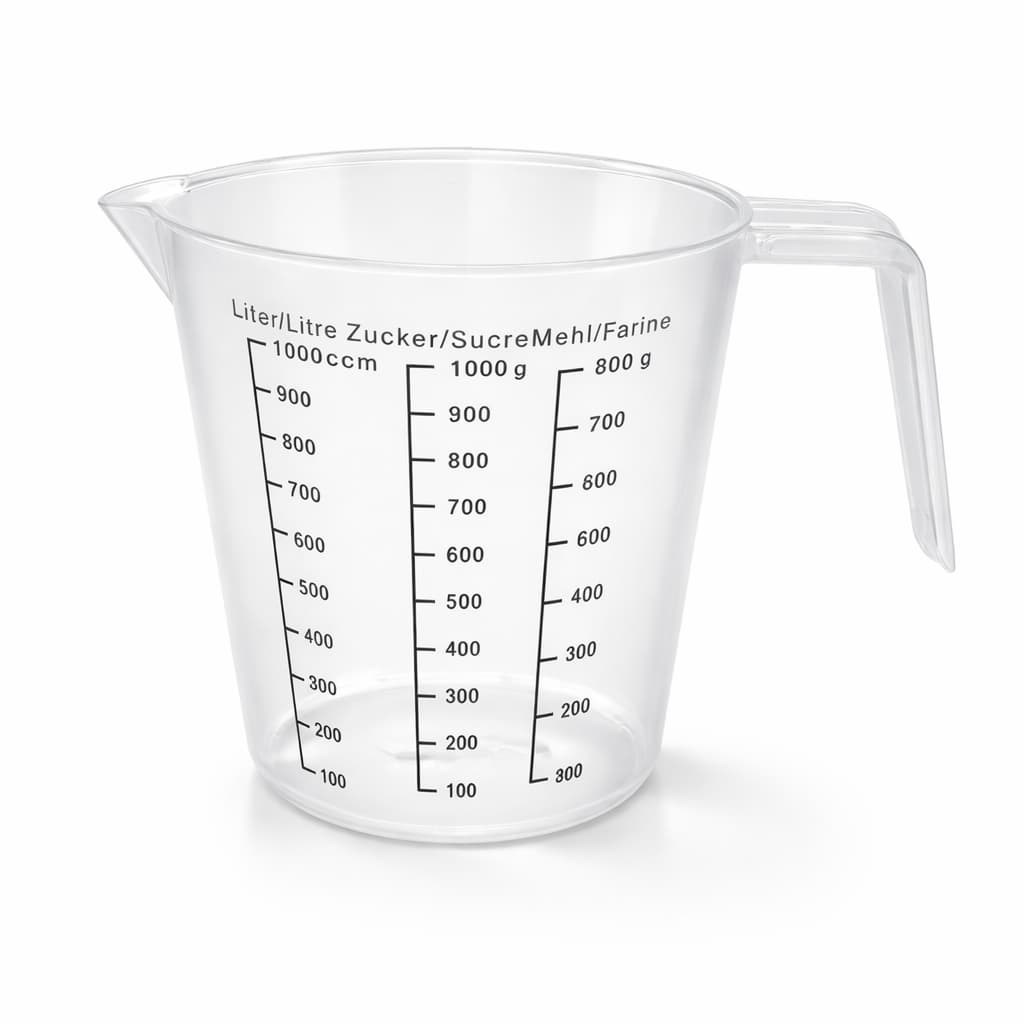 Jarra Medidora Backer Graduada 1 Litro 1000cm³ para Medições Precisas de Líquidos na Cozinha e Laboratório