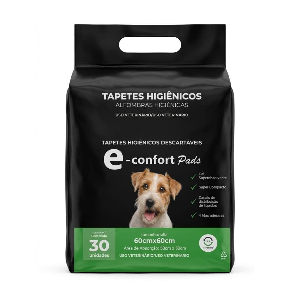 Tapetes Higiênicos para Pets Super Absorventes 60cmX60cm 30 Unidades Descartáveis