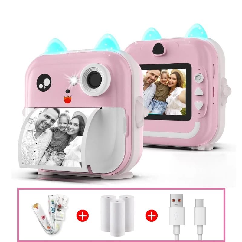 Câmera Fotográfica Infantil Digital que Imprime,Brinquedo De Camera Portátil,Presente Menina Menino de 3,4,5,6,7 anos