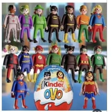 (Lote 158) - Coleção completa de Bonecos Kinder ovo Playmobil DC (16 unidades)