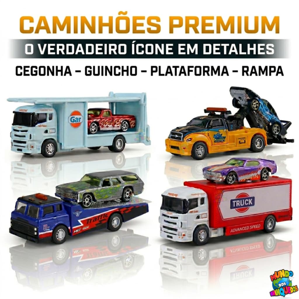 Miniaturas Caminhões Die-Cast Metal + Carros | Guinchos Cegonhas Plataformas Rampas | Colecionáveis Premium | Variados