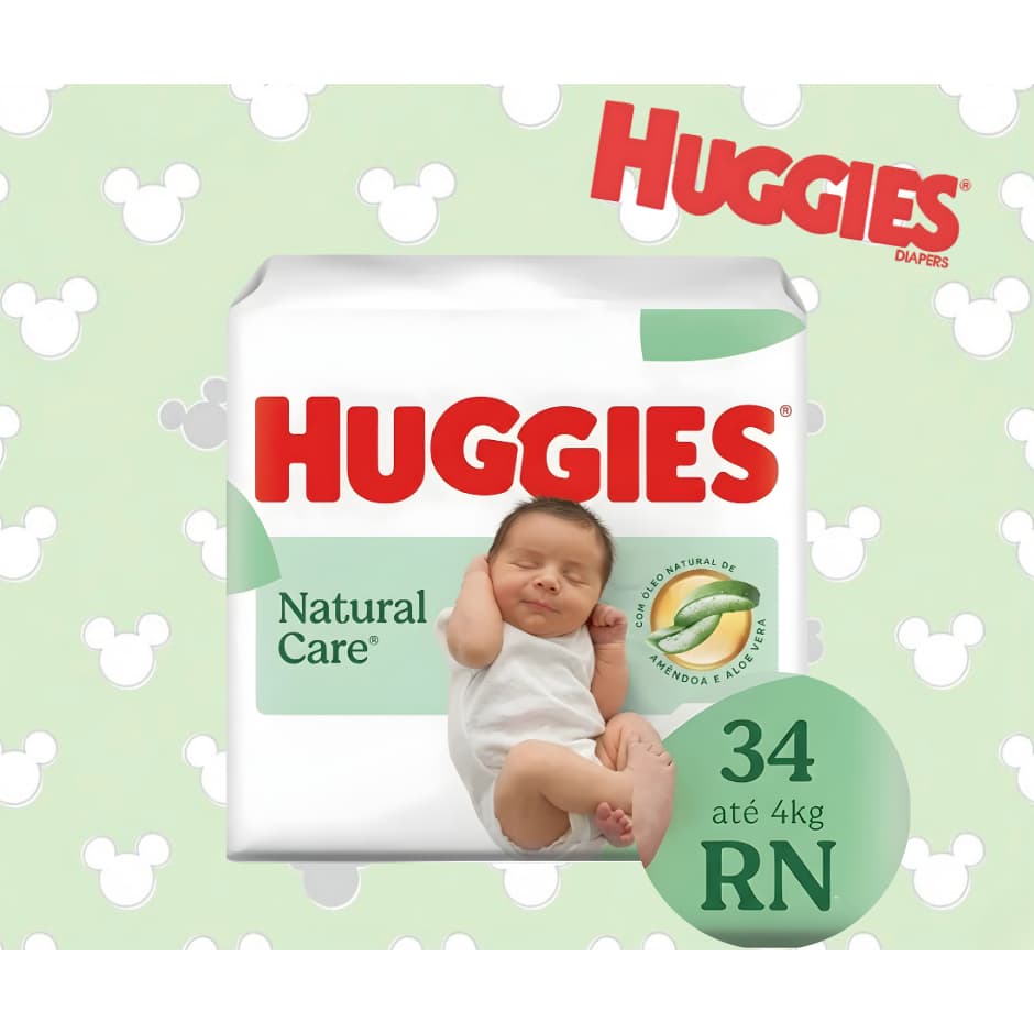 Fralda Huggies RN Natural Care 34 un - Envio Imediato