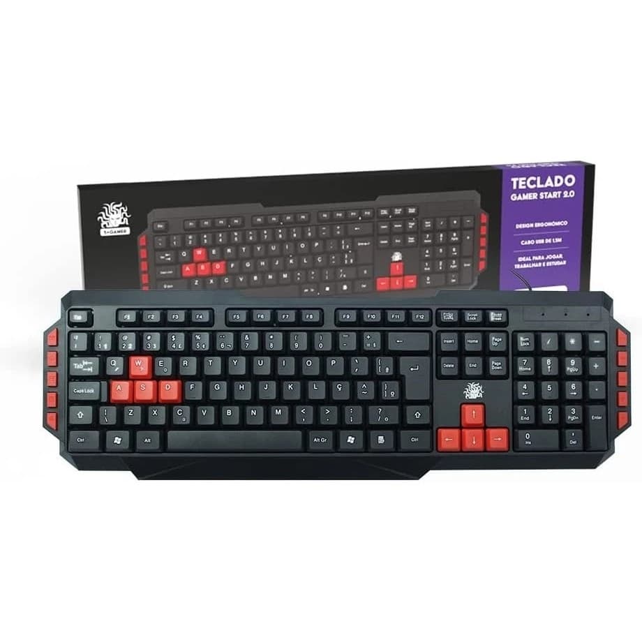 Teclado Gamer 5+ Start 2.0 Preto/Vermelho