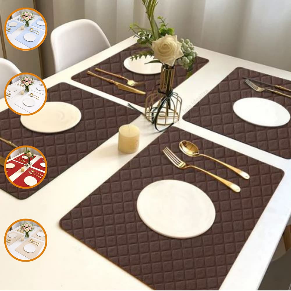 6 Jogo Americano Matelasse Cor Marrom Pvc