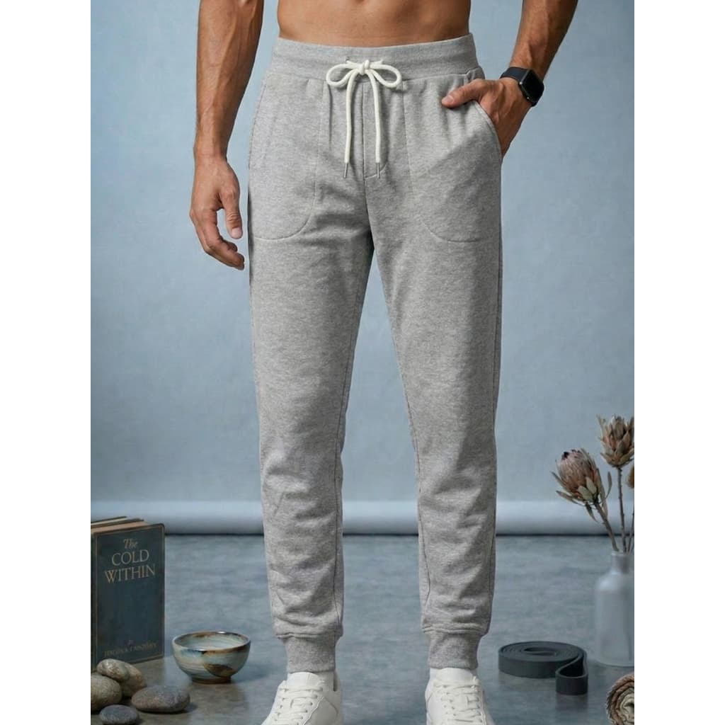 Calça Masculina de Moletom Quentinha com Punho Elastico - PRETO/CINZA ENVIO DE FÁBRICA