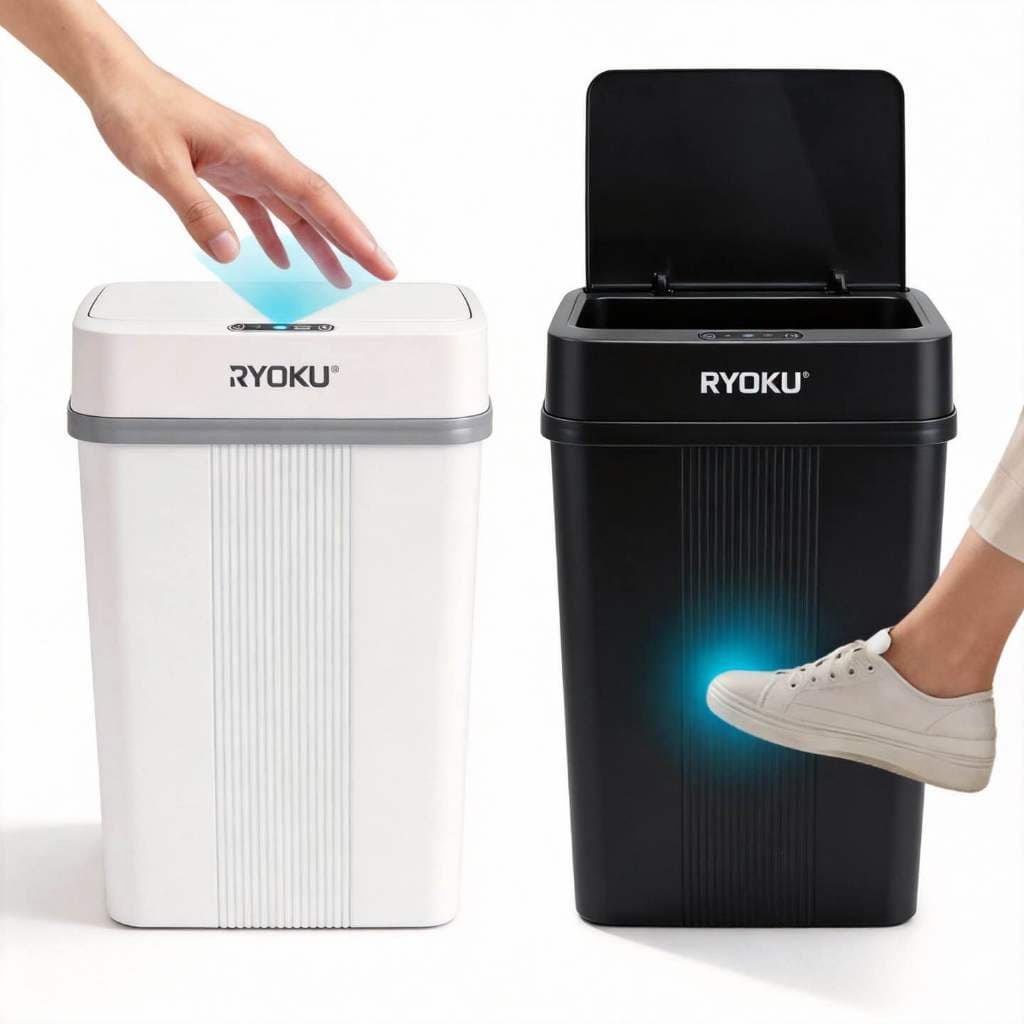 Lixeira Inteligente De 18 Litros RYOKU Automático Sensor Abre Fácil de Banheiro Cozinha Escritório