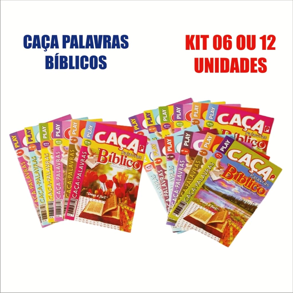 Kit com 06 / 12 / 24 - Revistas Passatempo - Caça Palavras Bíblico - Sortidas