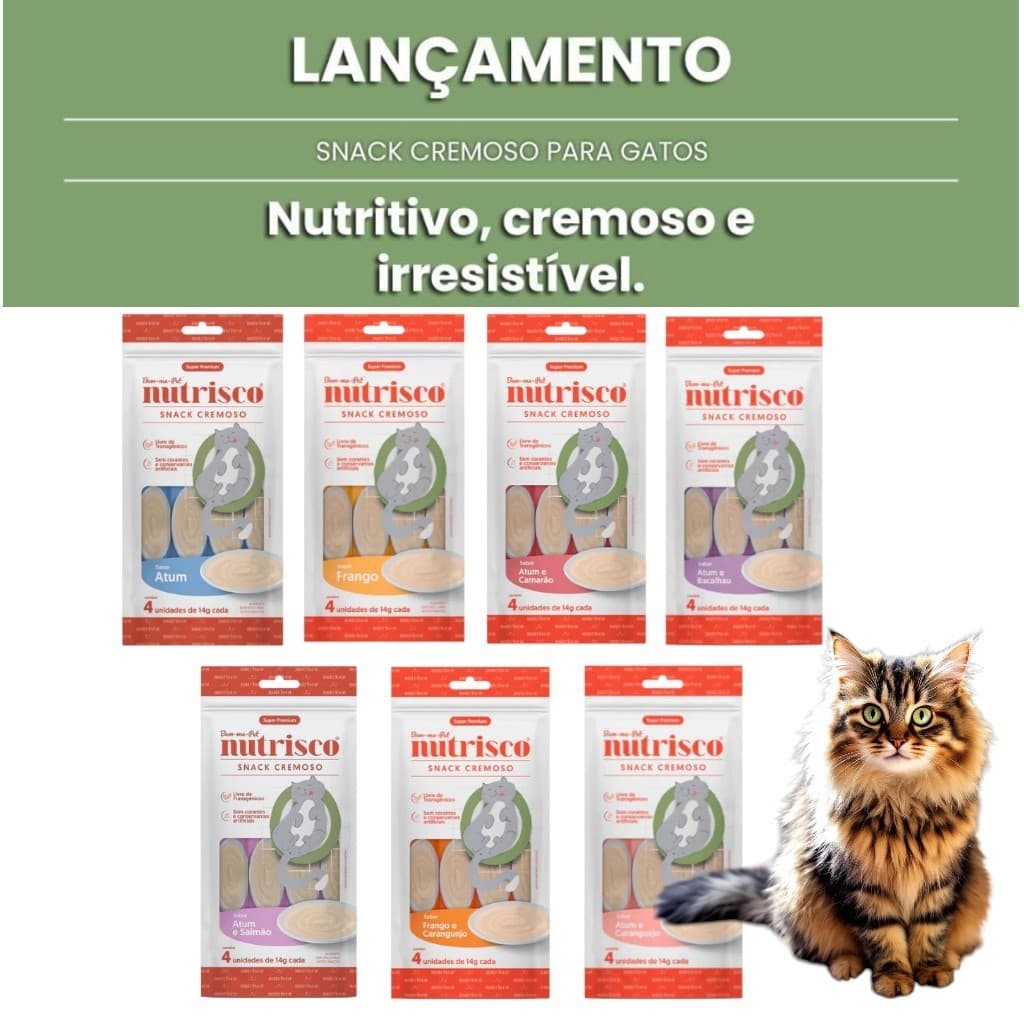 Snack Cremoso Nutrisco Para Gatos Todos os sabores! escolha o seu!! 4 Pacotes Com 4 Tubetes cada ( 16 no Total!)