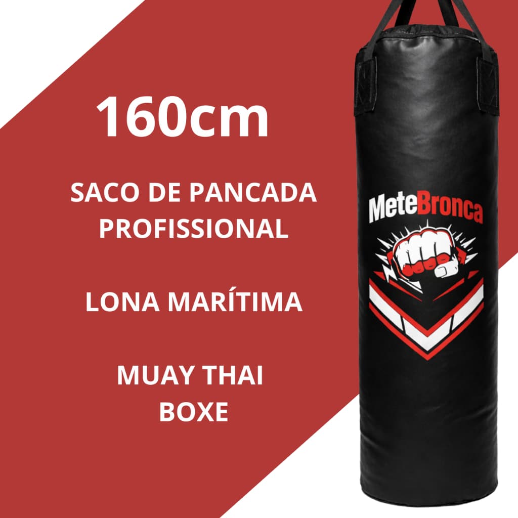 Saco de Pancada 160cm Profissional Boxe Muay Thai Reforçado Mete Bronca