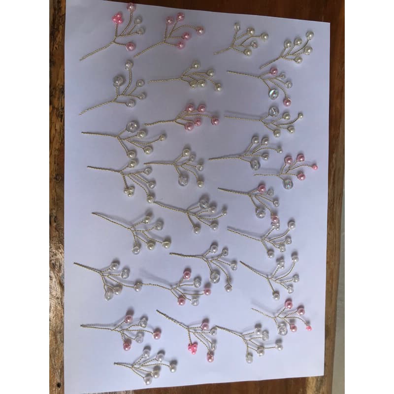 Kit galho aramado fio copper com pérolas ABS - 30 und.