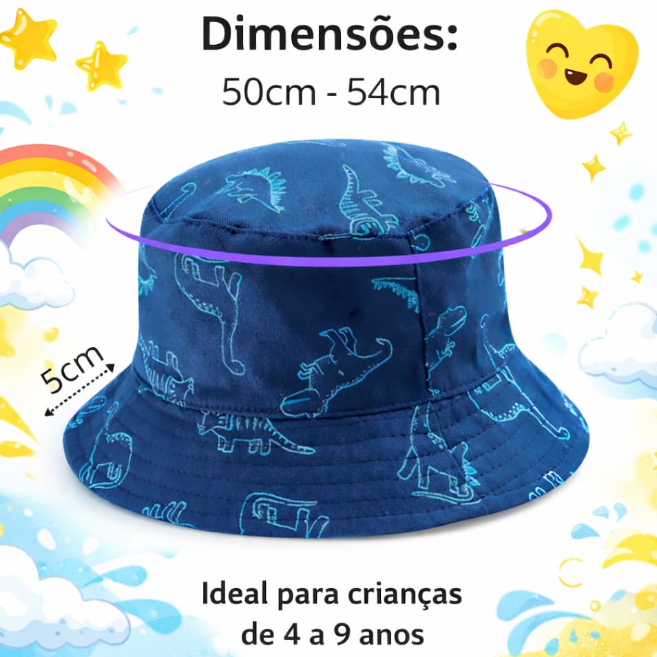 Chapéu de Dinossauro praia Infantil UV Bucket Infantil Menino Chapéu de praia masculino com Cordinha