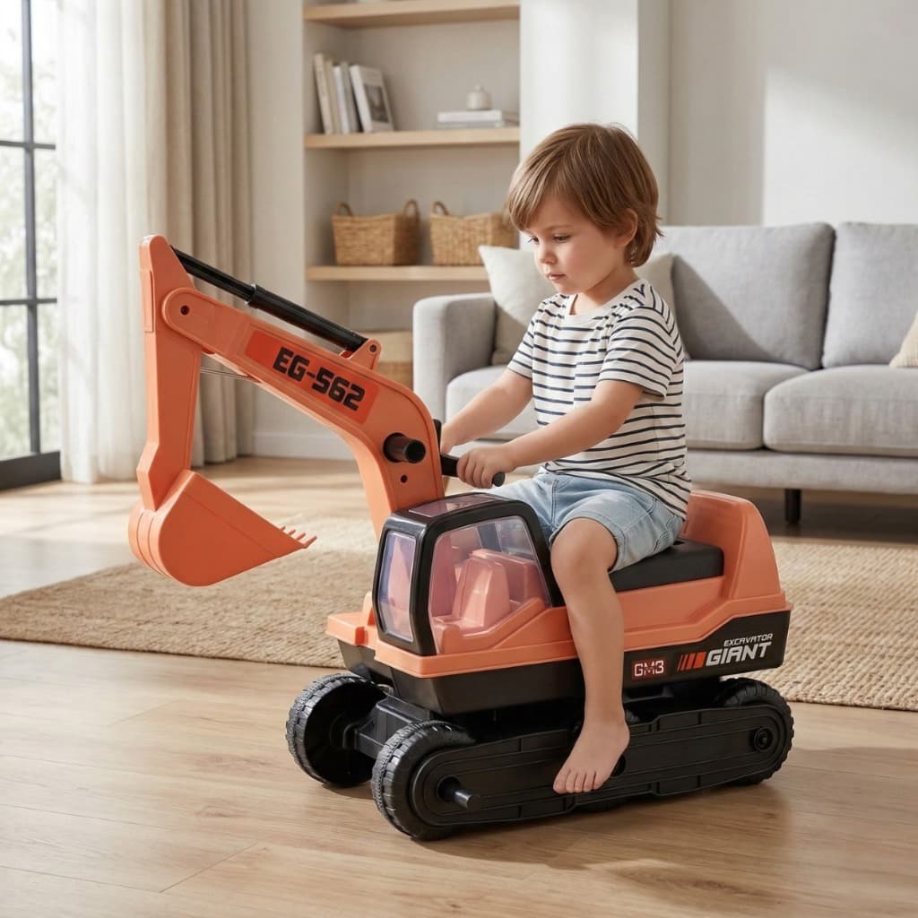 Brinquedo de Escavadeira Infantil Gigante 62CM Trator Retroescavadeira Até 50 Kg