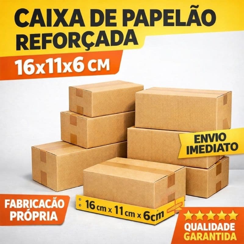 Caixa de papelão 16x11x6 PAC Sedex Correios 100 unidades caixa correio envio pequena
